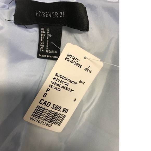 F21 SKY BABY BLUE vegan leather studded biker moto jacket coat blazer NWT - Picture 10 of 13